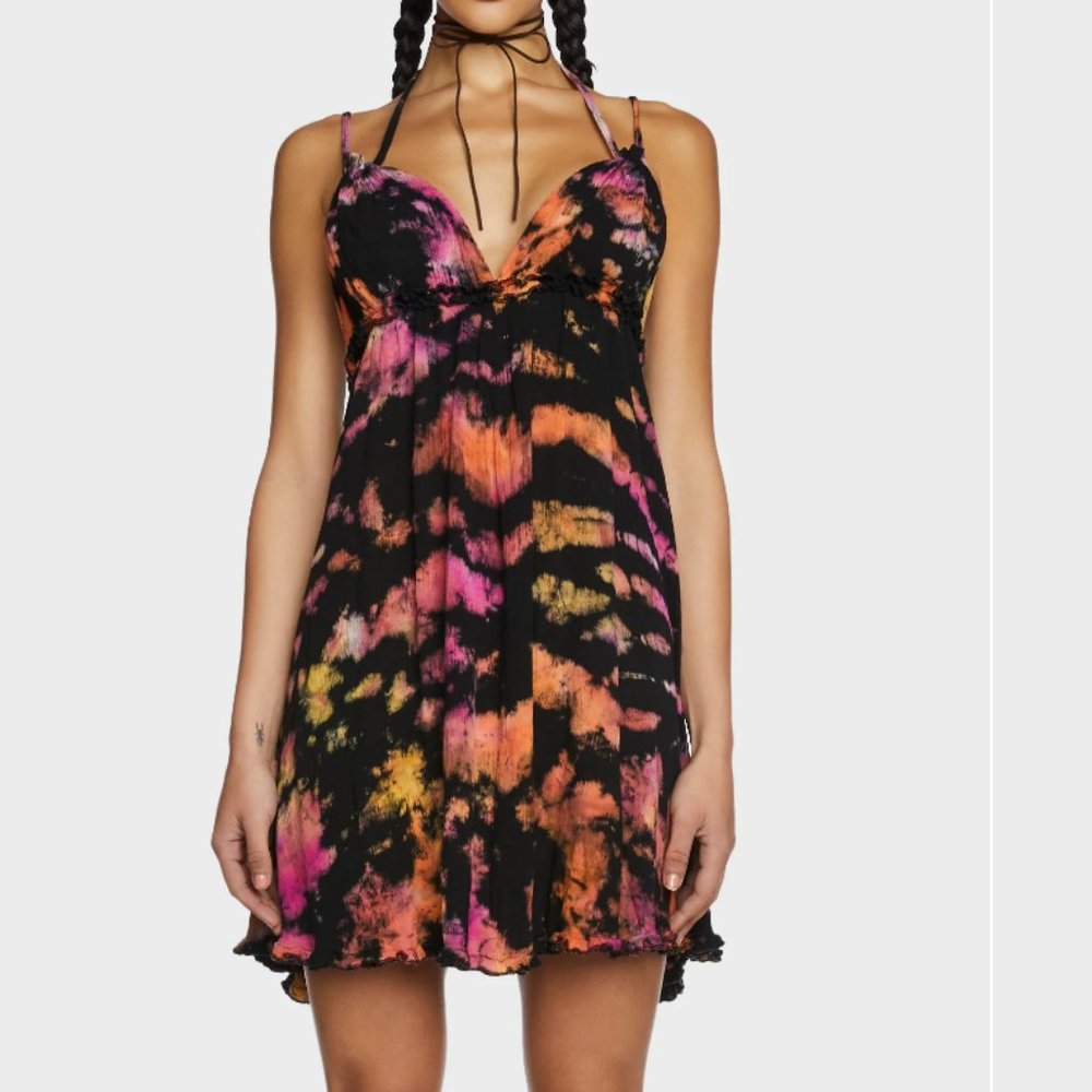 NWT Dolls Kill Summertime Blues Tie Dyed Mini Dress - Size XS